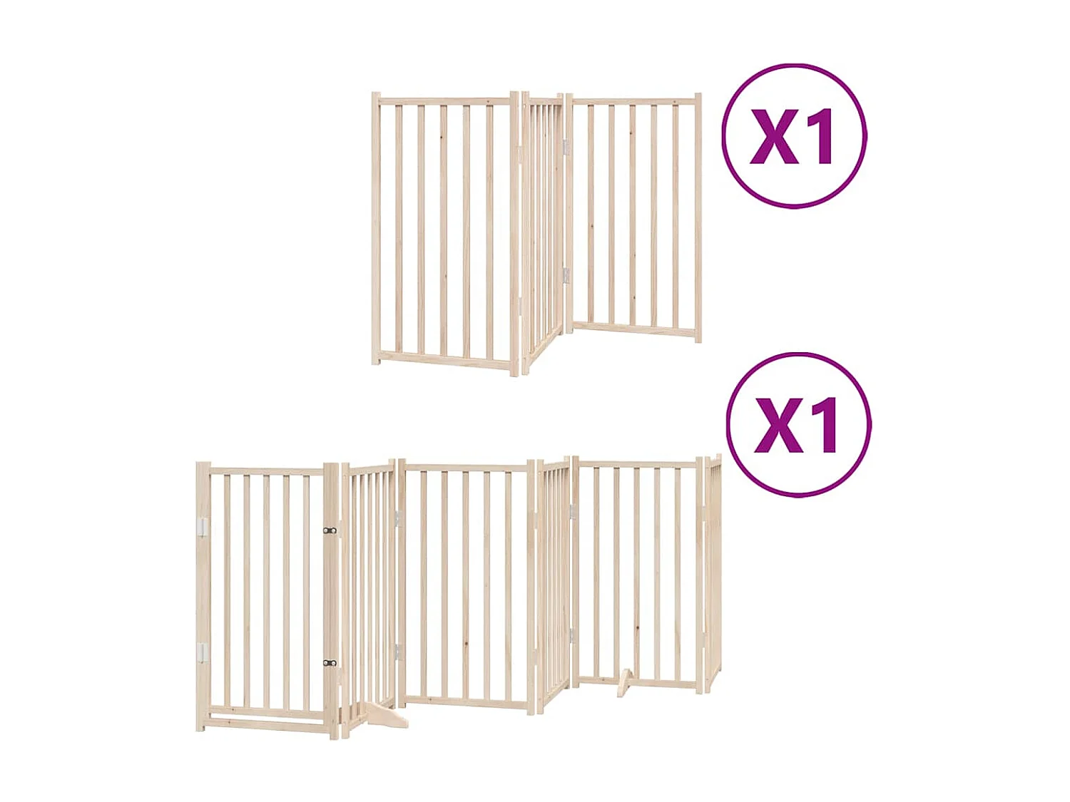 Barrière pour chiens avec porte pliable 9 panneaux bois peuplier