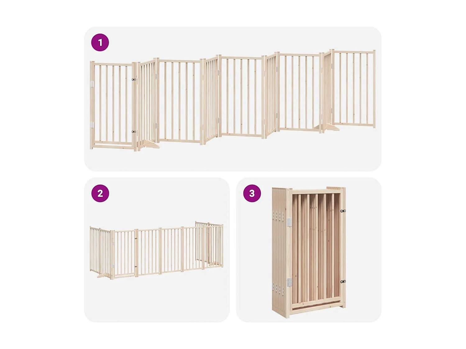 Barrière pour chiens avec porte pliable 9 panneaux bois peuplier