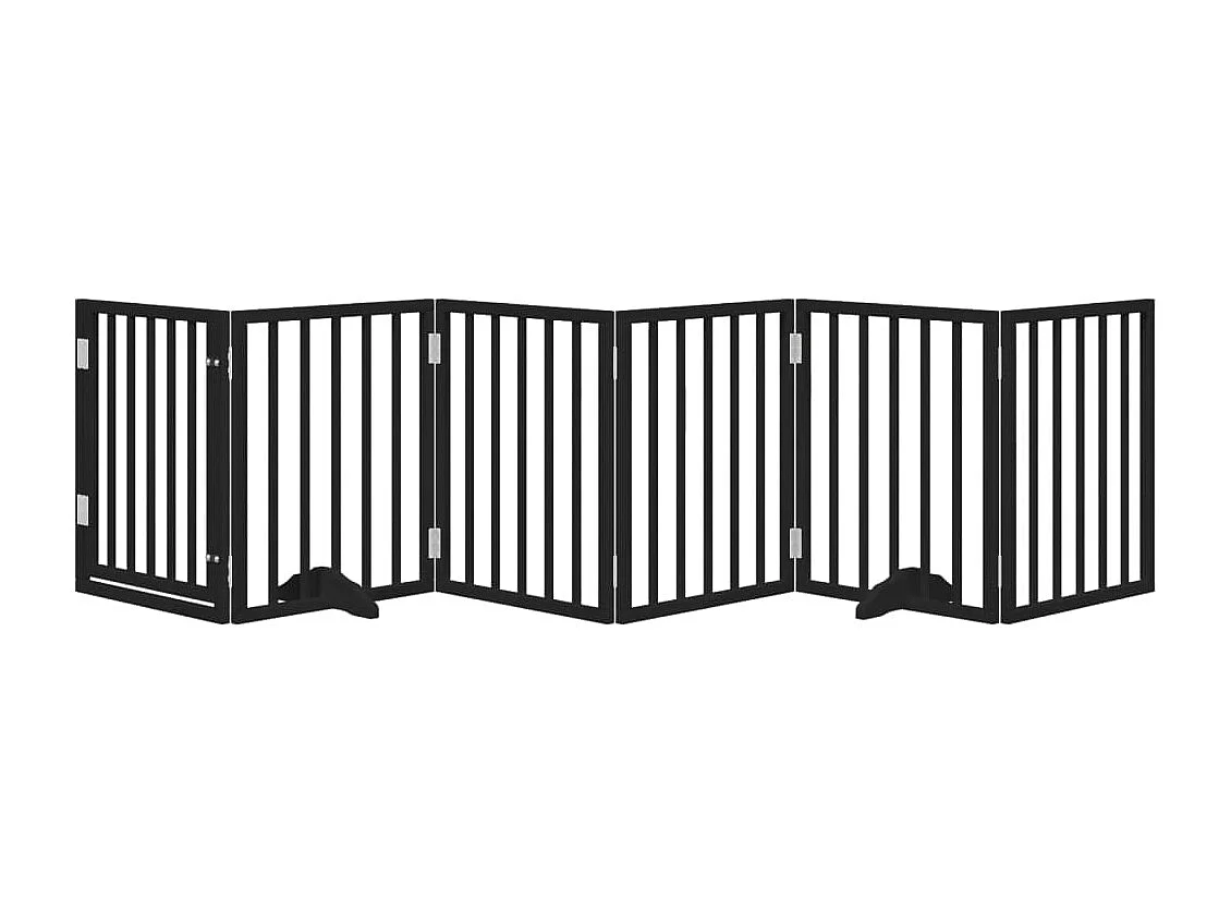 Portão para cães com porta dobrável 6 painéis 300 cm álamo preto