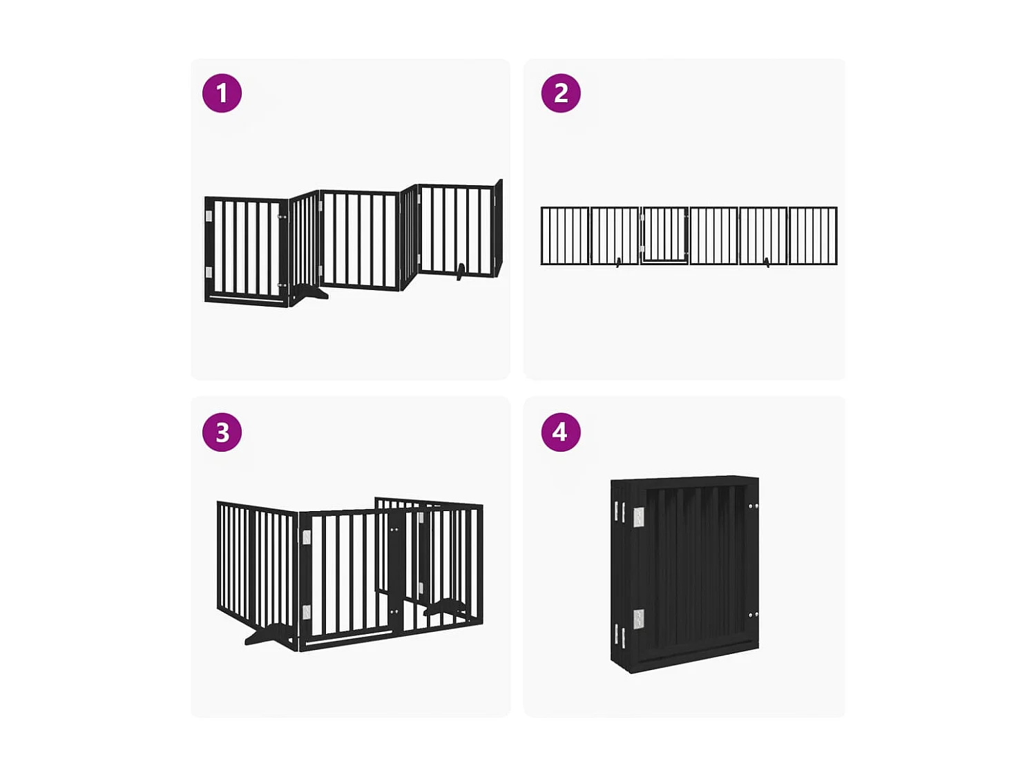 Portão para cães com porta dobrável 6 painéis 300 cm álamo preto