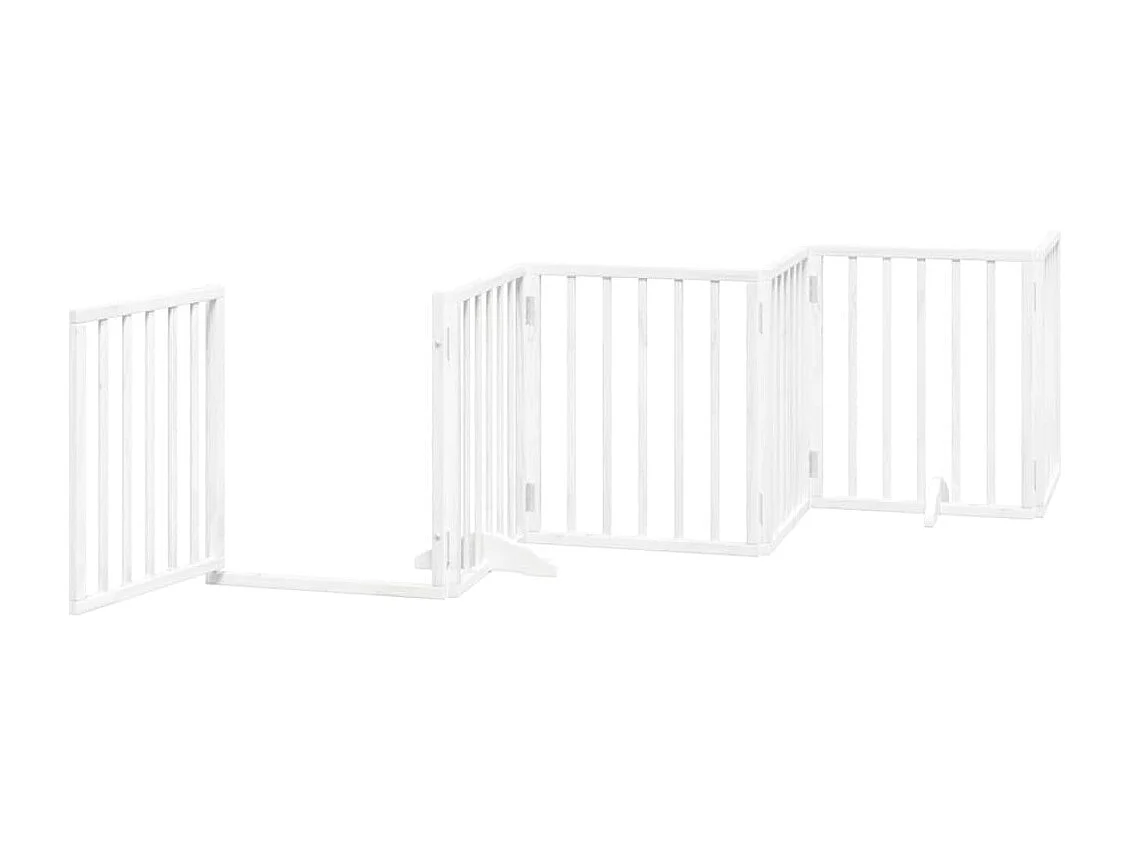 Portão para cães com porta dobrável 6 painéis 300 cm álamo branco