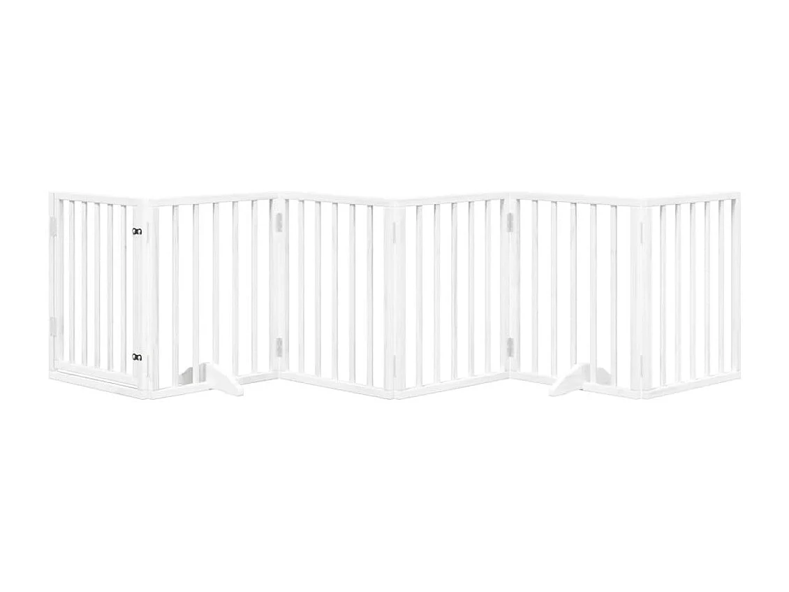 Barrière pour chiens et porte 6 panneaux blanc bois de peuplier
