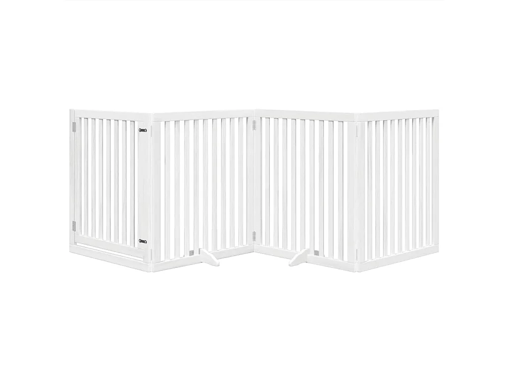 Barrière pour chiens et porte 4 panneaux blanc bois de peuplier