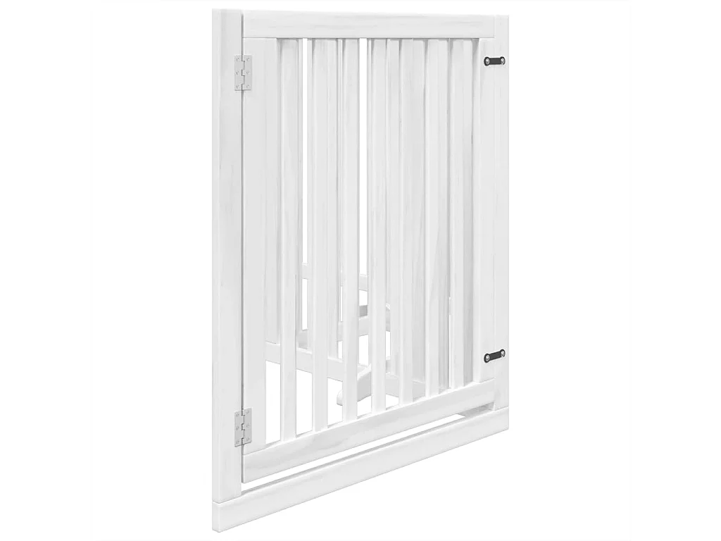 Barrière pour chiens et porte 4 panneaux blanc bois de peuplier