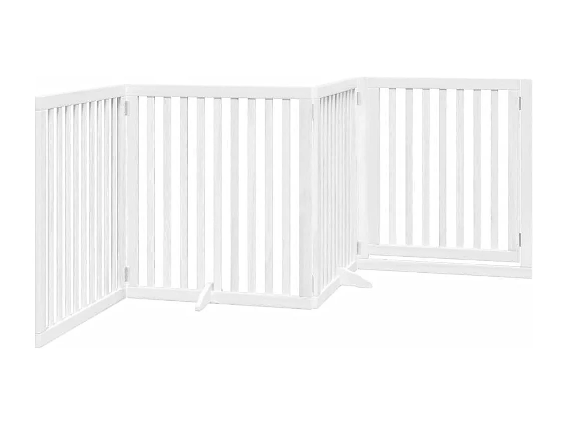 Barrière pour chiens et porte 4 panneaux blanc bois de peuplier