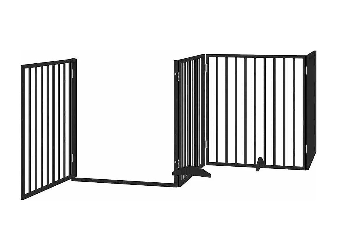 Portão para cães com porta dobrável 12 painéis 960 cm álamo preto