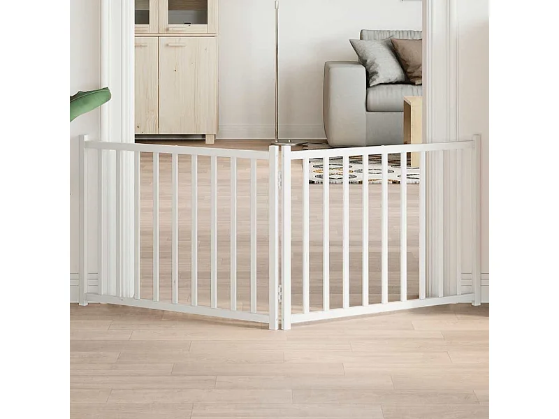 Puerta de perros plegable 2 paneles madera abeto blanco 160 cm