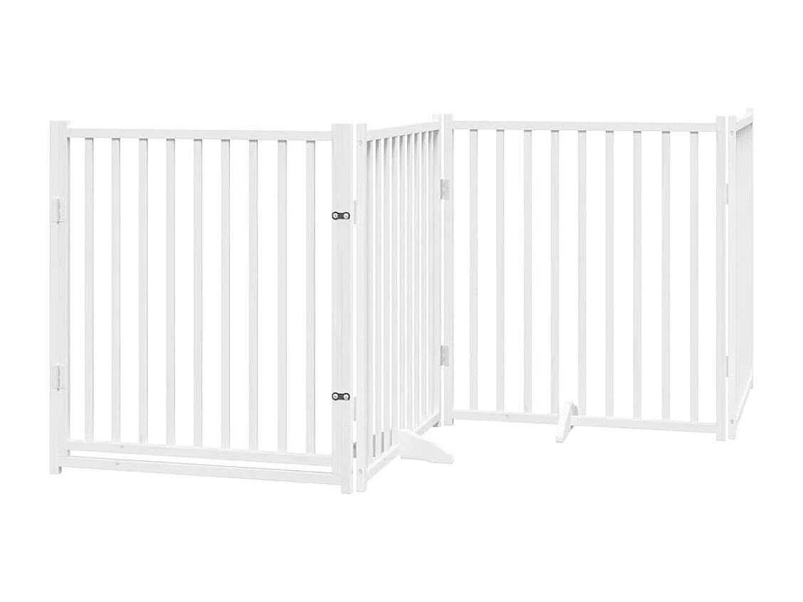 Portão para cães com porta dobrável 6 painéis 480 cm álamo branco