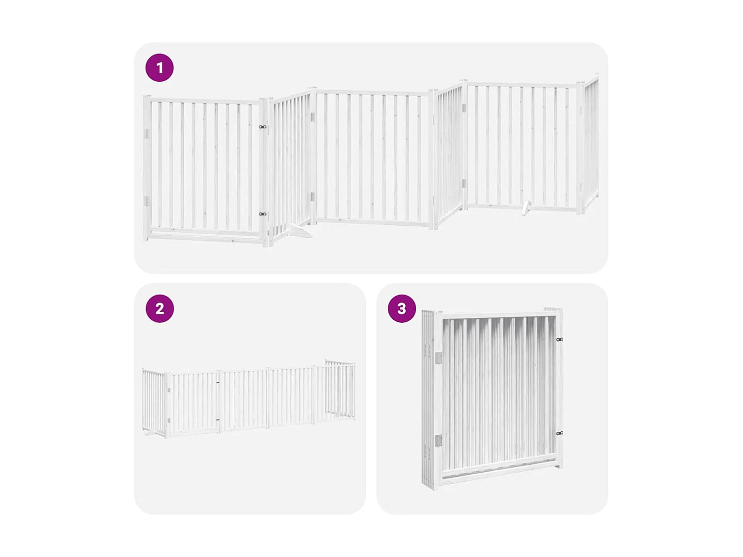 Portão para cães com porta dobrável 6 painéis 480 cm álamo branco