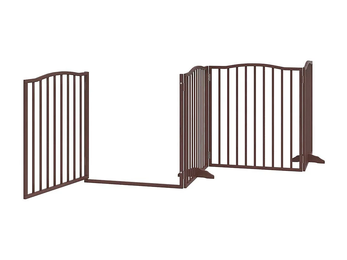 Portão cães com porta dobrável 8 painéis 640 cm álamo castanho