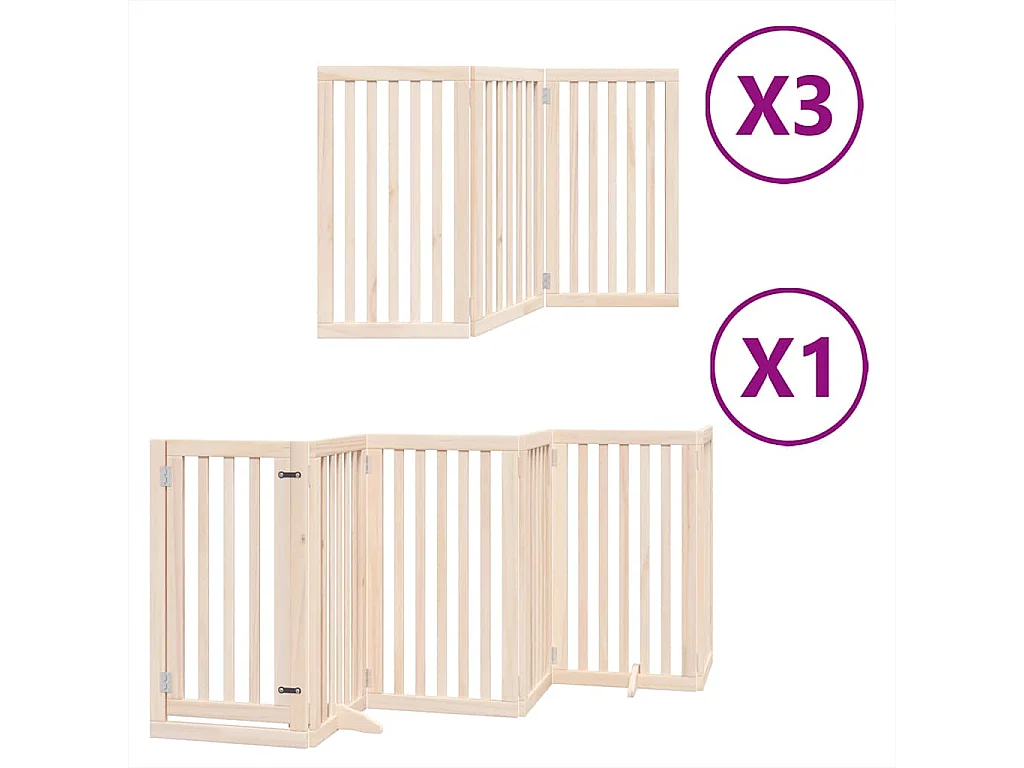 Barrière pour chien porte pliable 15 panneaux bois de peuplier