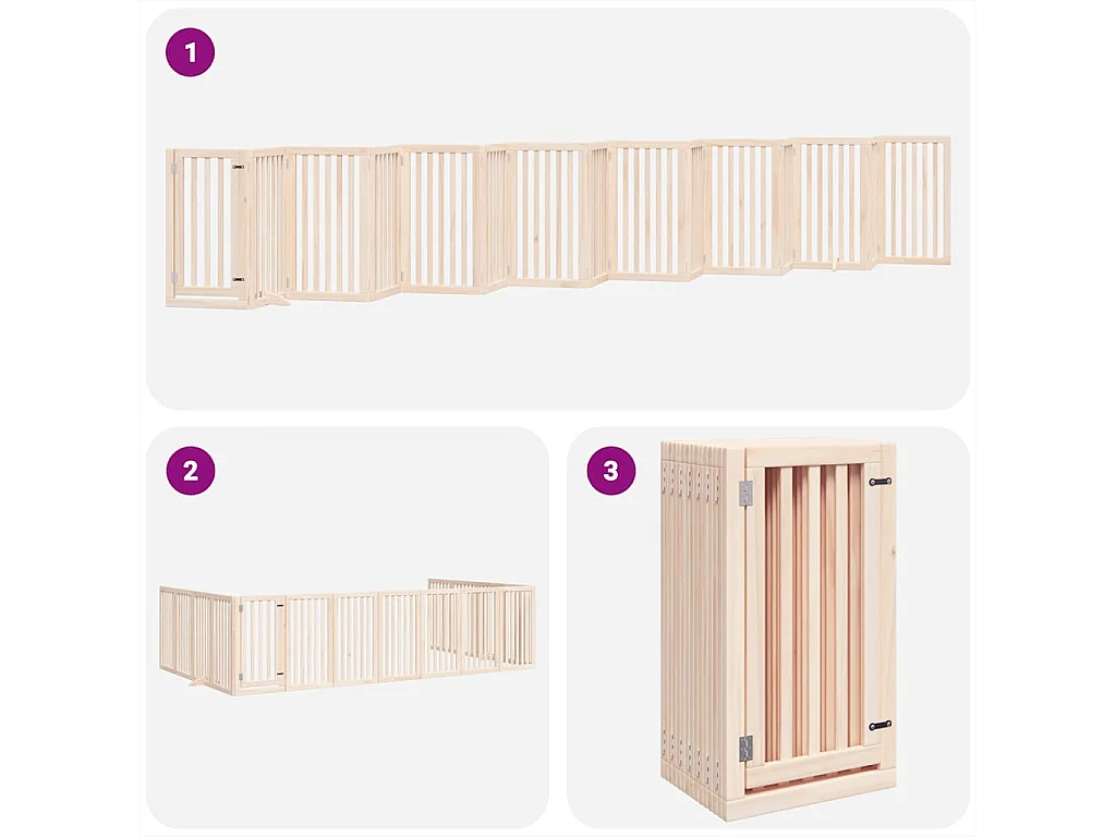 Barrière pour chien porte pliable 15 panneaux bois de peuplier