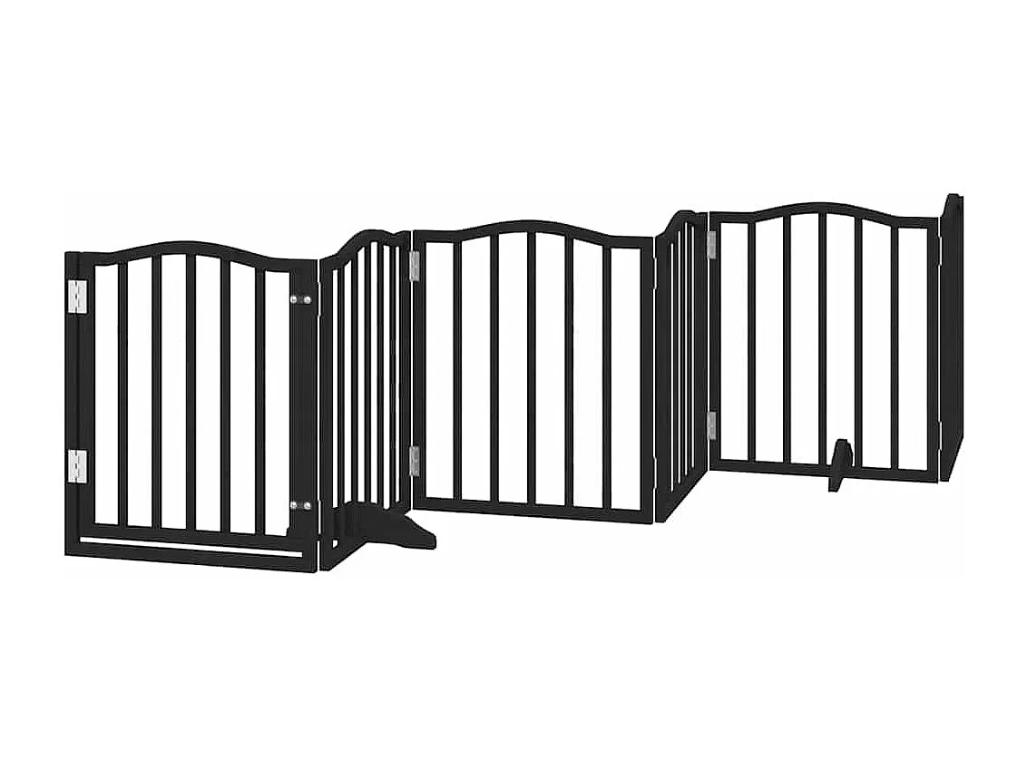 Portão para cães com porta dobrável 12 painéis 600 cm álamo preto