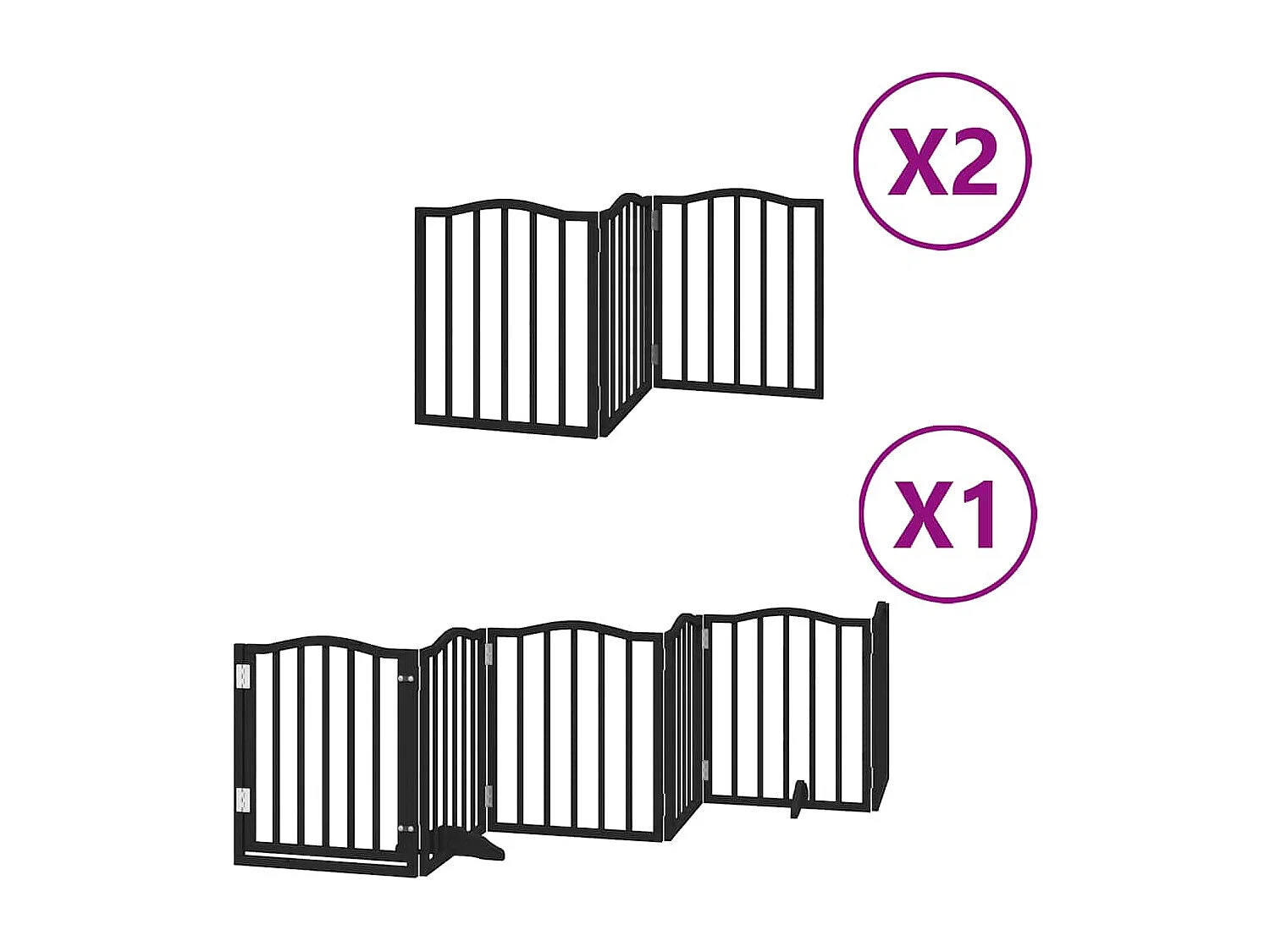Portão para cães com porta dobrável 12 painéis 600 cm álamo preto