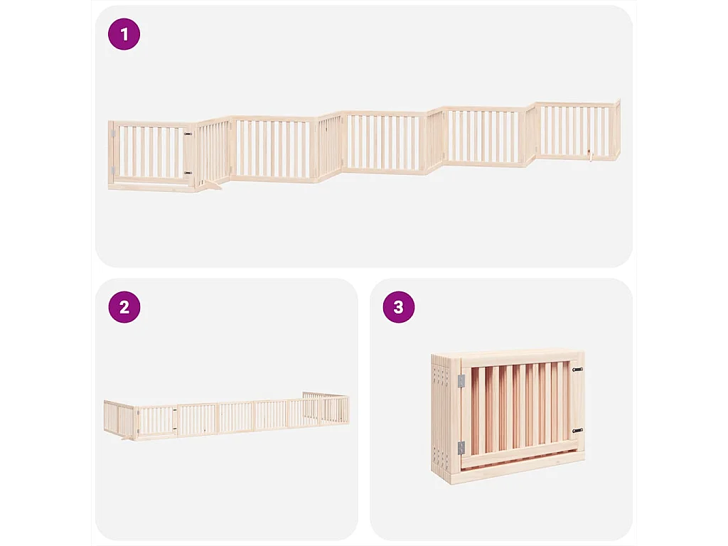 Puerta para perros plegable 10 paneles madera de álamo 800 cm