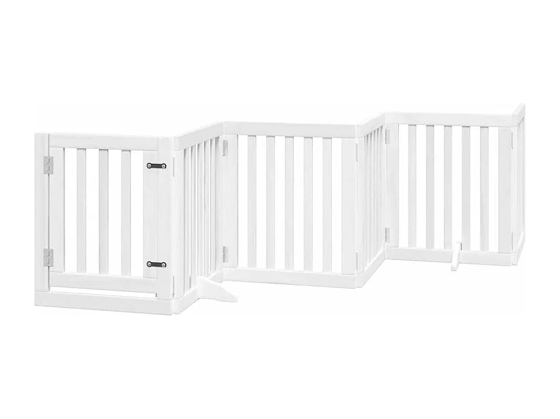 Portão para cães com porta dobrável 12 painéis 600cm álamo branco