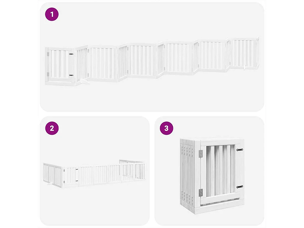 Barrière pour chien porte pliable 12 panneaux bois de peuplier