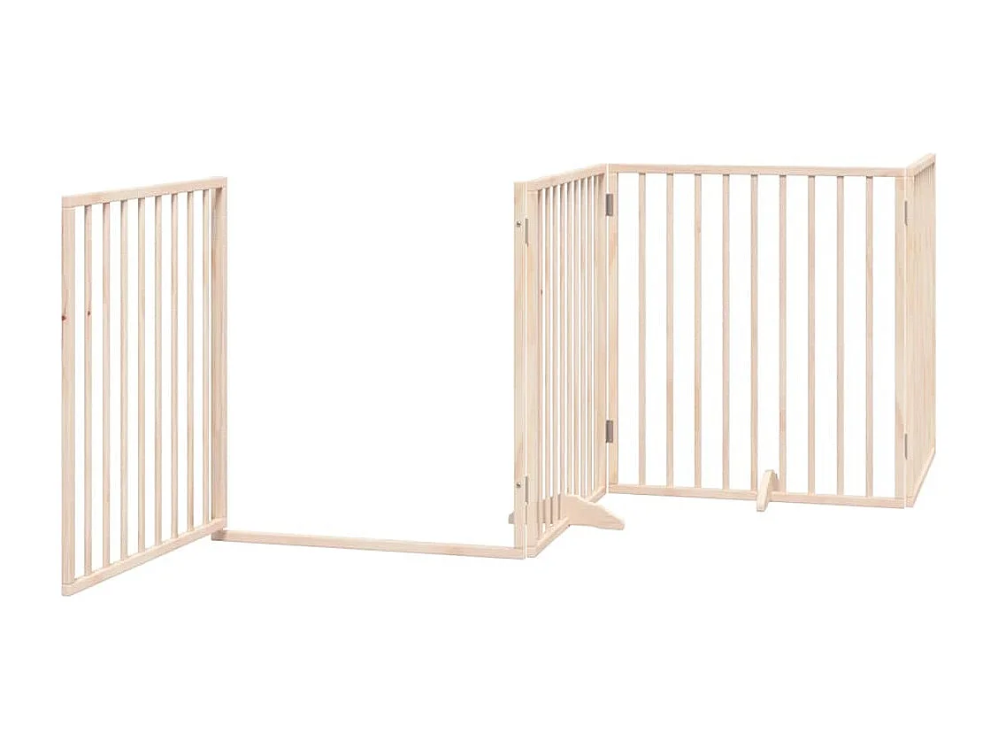 Barrière pour chien porte pliable 8 panneaux bois de peuplier