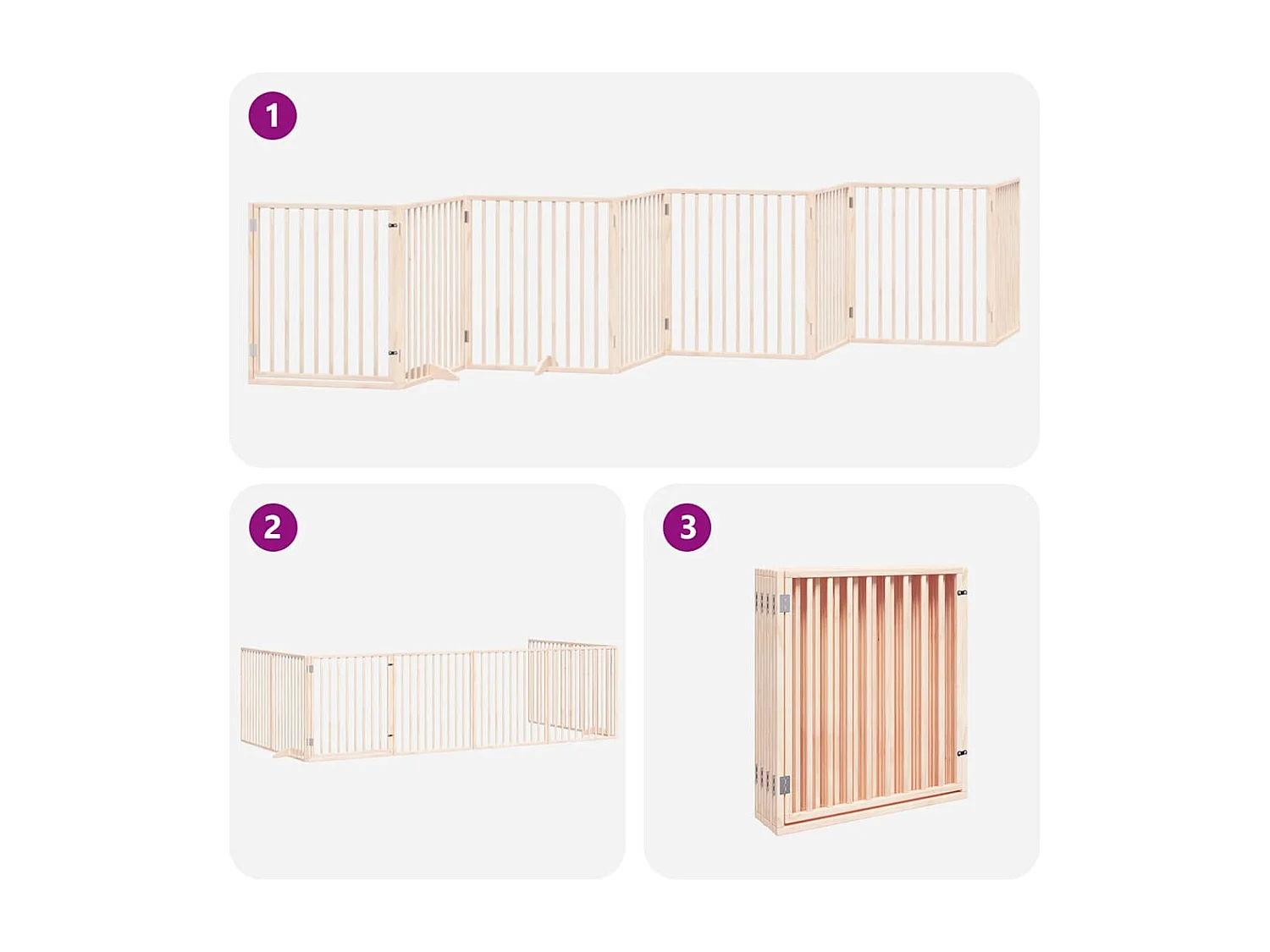 Puerta para perros plegable 8 paneles madera de álamo 640 cm