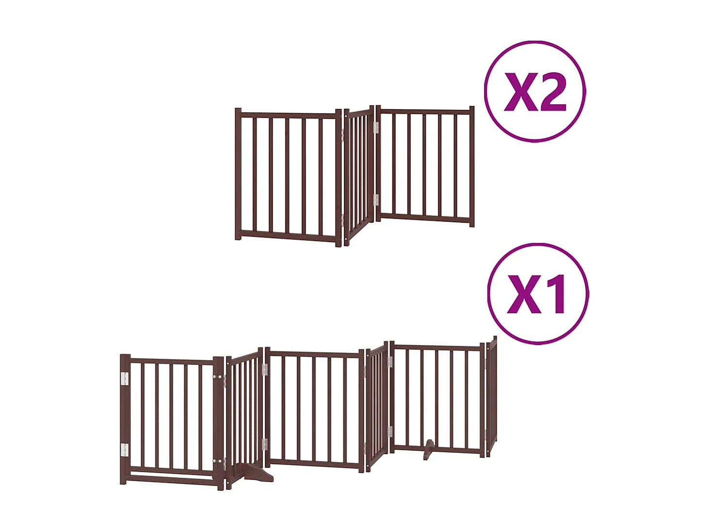 Barrière pour chien porte pliable 12 panneaux bois de peuplier