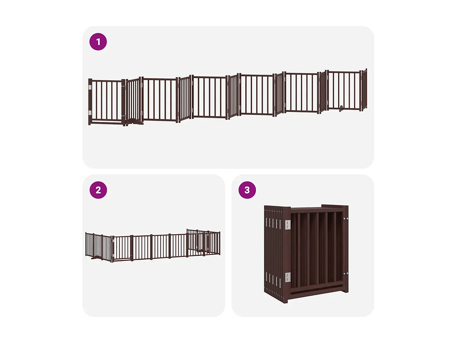 Barrière pour chien porte pliable 12 panneaux bois de peuplier
