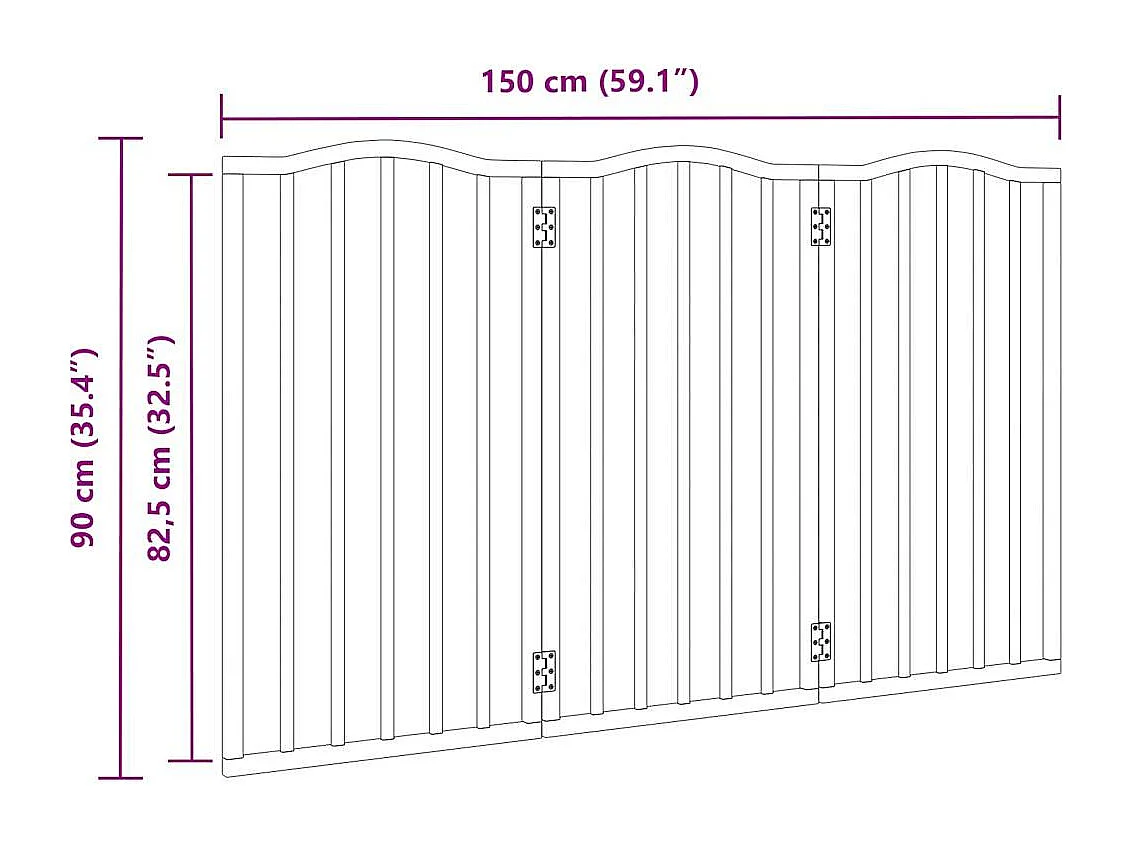 Puerta para perros plegable 3 paneles madera de álamo 150 cm