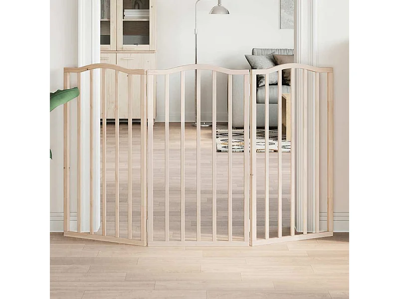 Barrière pour chien pliable 3 panneaux 150 cm bois de peuplier