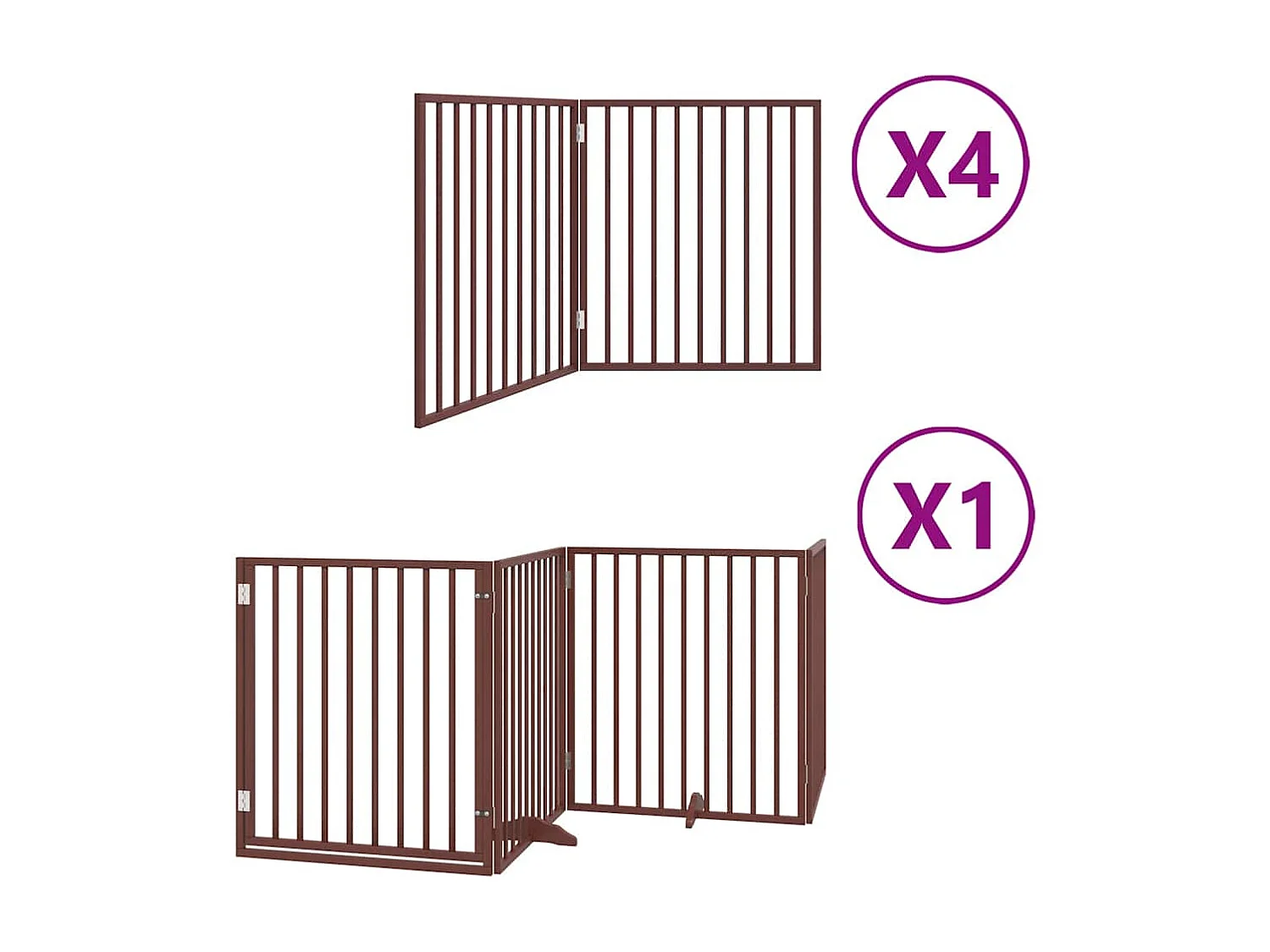 Barrière pour chien porte pliable 12 panneaux bois de peuplier