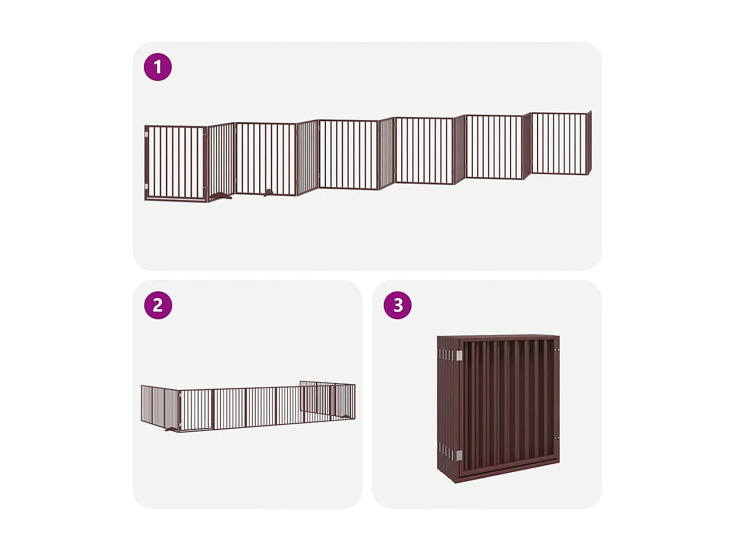 Barrière pour chien porte pliable 12 panneaux bois de peuplier