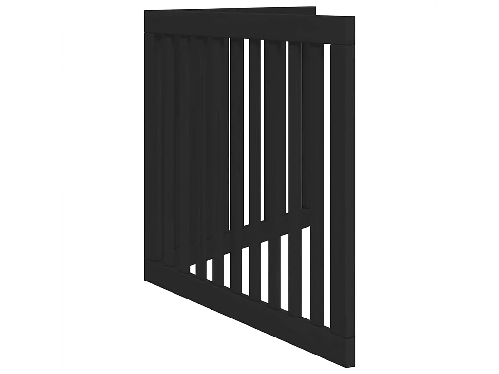 Puerta para perros plegable 2 paneles madera álamo negra 160 cm