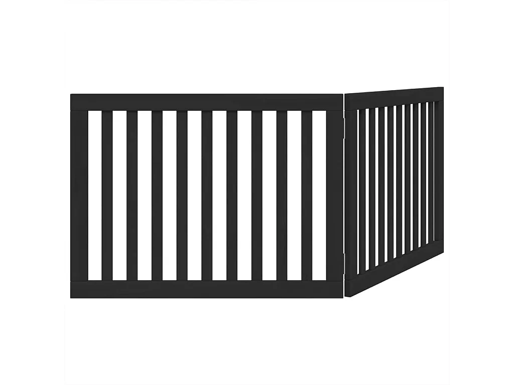 Puerta para perros plegable 2 paneles madera álamo negra 160 cm