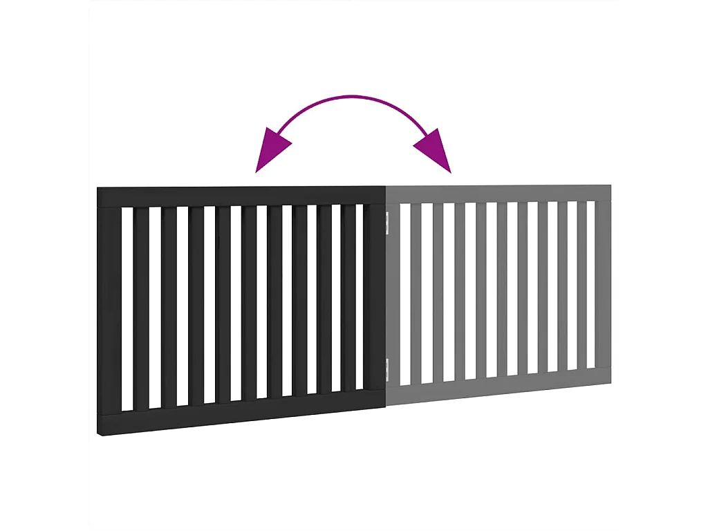 Puerta para perros plegable 2 paneles madera álamo negra 160 cm