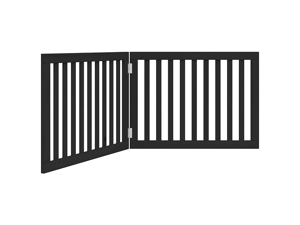 Barrière pour chien pliable 2 panneaux noir bois de peuplier