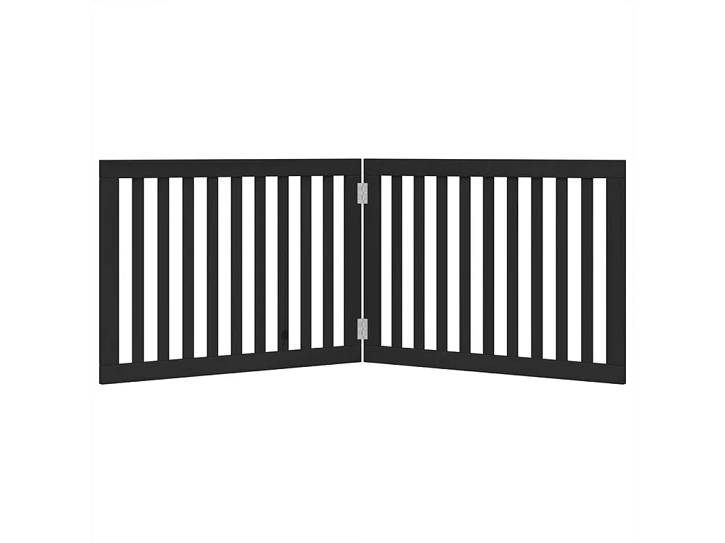 Barrière pour chien pliable 2 panneaux noir bois de peuplier