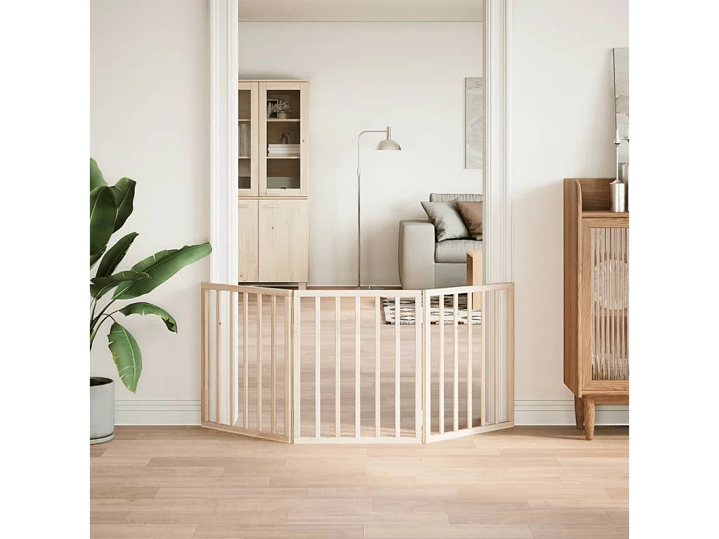 Barrière pour chien pliable à 3 panneaux 150 cm Bois de peuplier