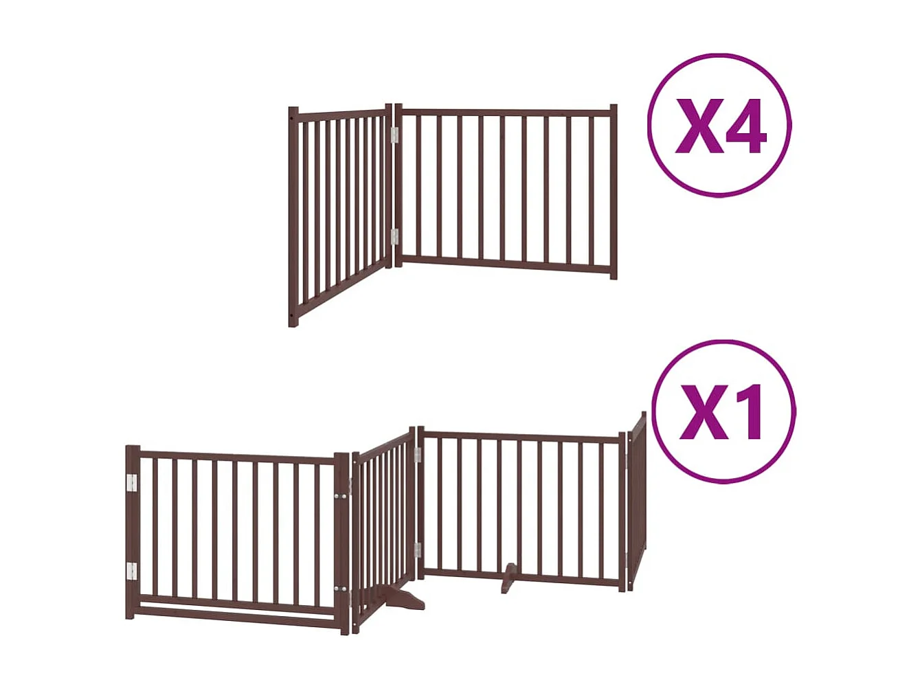 Barrière pour chien porte pliable 12 panneaux bois de peuplier