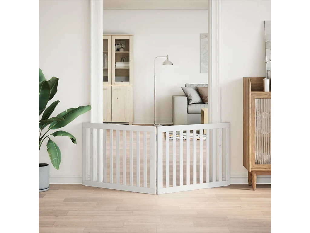 Hondenhek inklapbaar 2 panelen 160 cm populierenhout wit