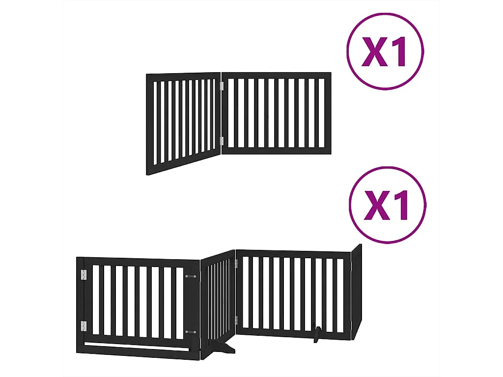 Puerta para perros plegable 6 paneles madera álamo negra 480 cm