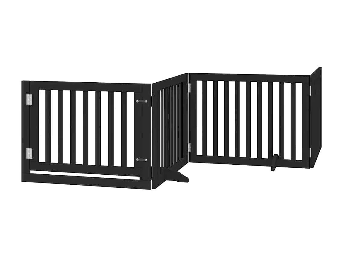 Puerta para perros plegable 6 paneles madera álamo negra 480 cm