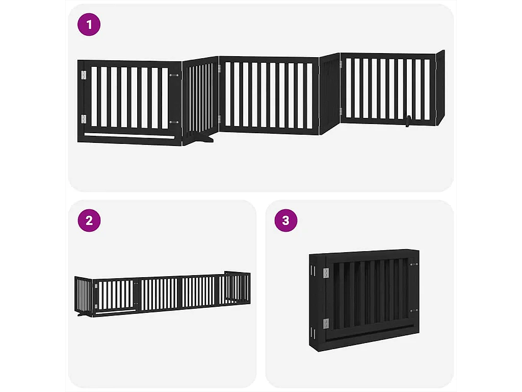 Barrière pour chien porte pliable 6 panneaux noir bois peuplier