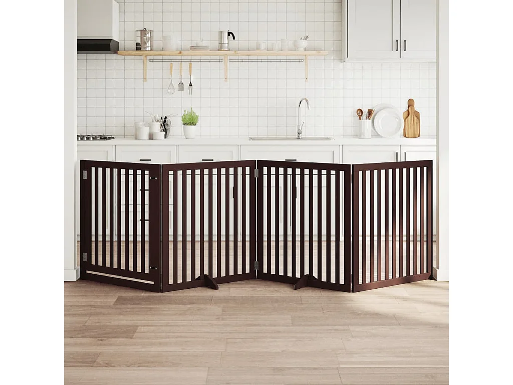 Barrière pour chiens avec porte 4 panneaux bois de peuplier