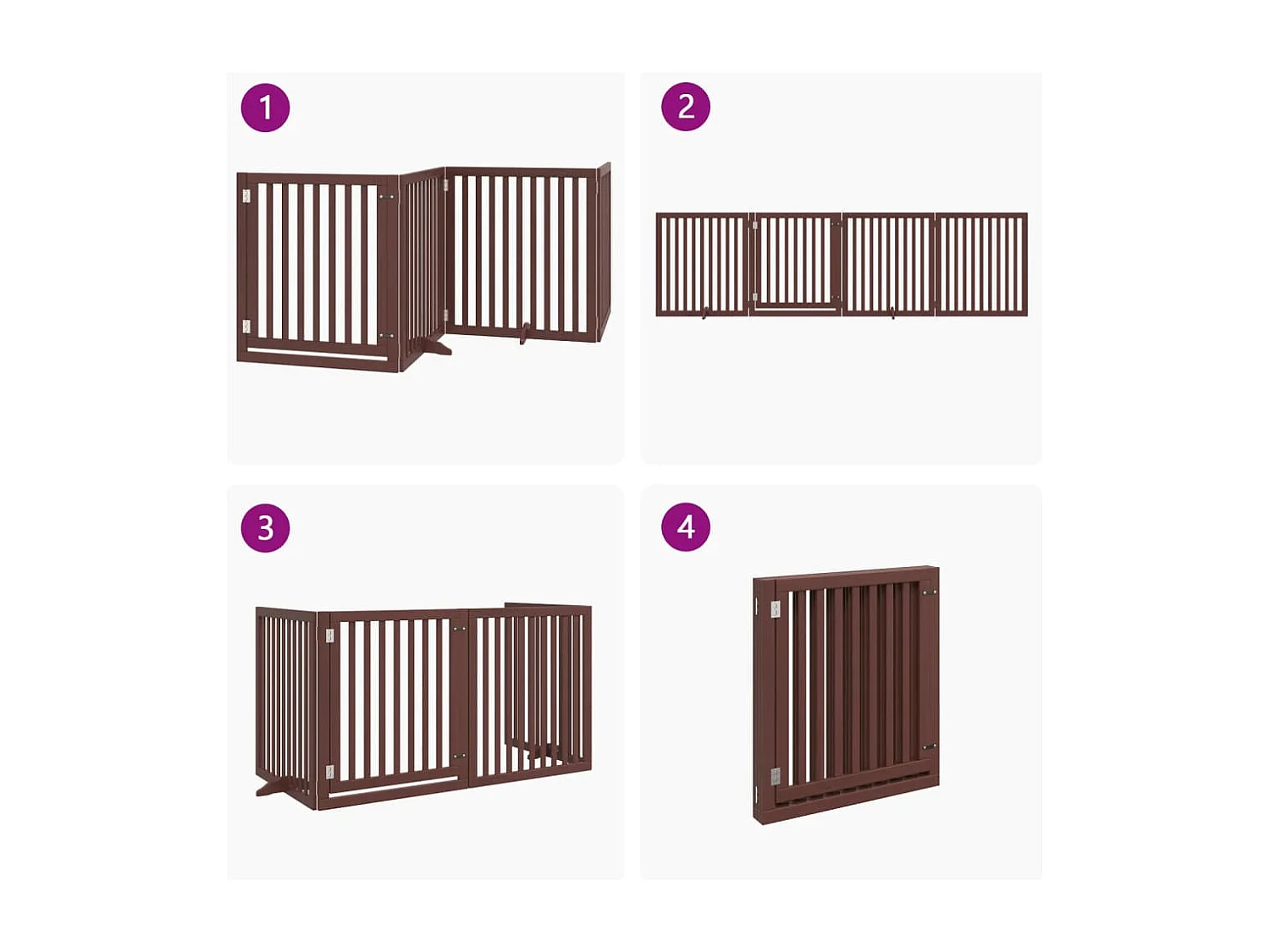 Barrière pour chiens avec porte 4 panneaux bois de peuplier