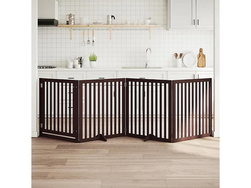 Barrière pour chiens avec porte 4 panneaux bois de peuplier