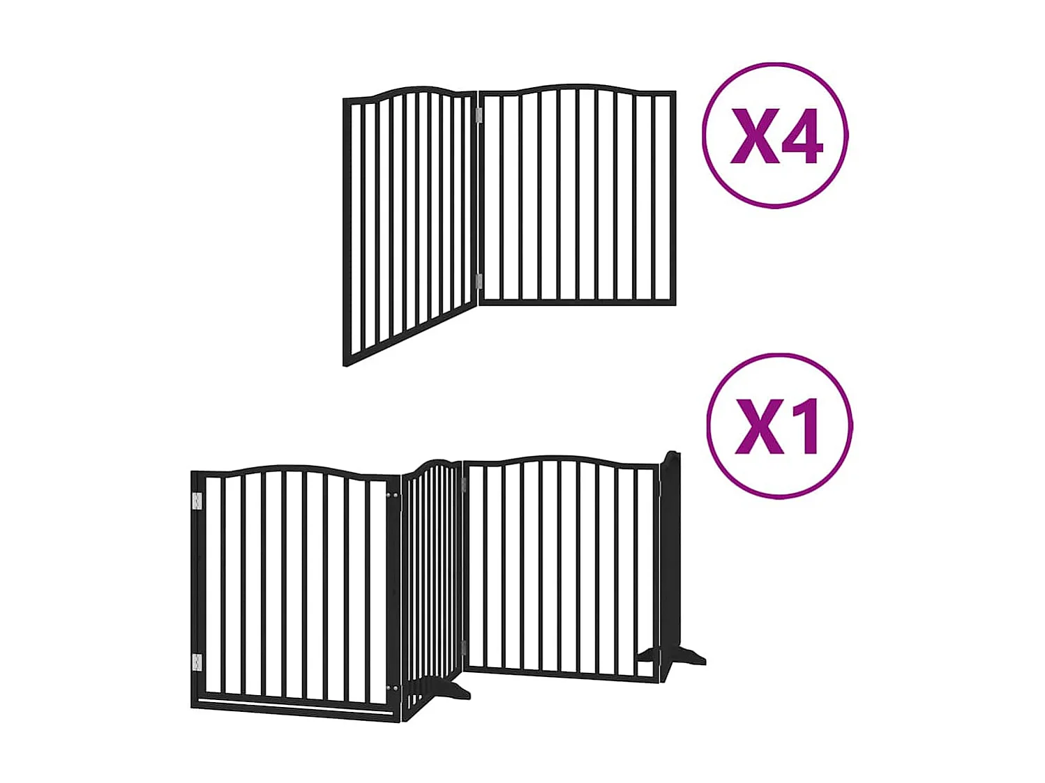 Barrière pour chien porte pliable 12 panneaux noir bois peuplier