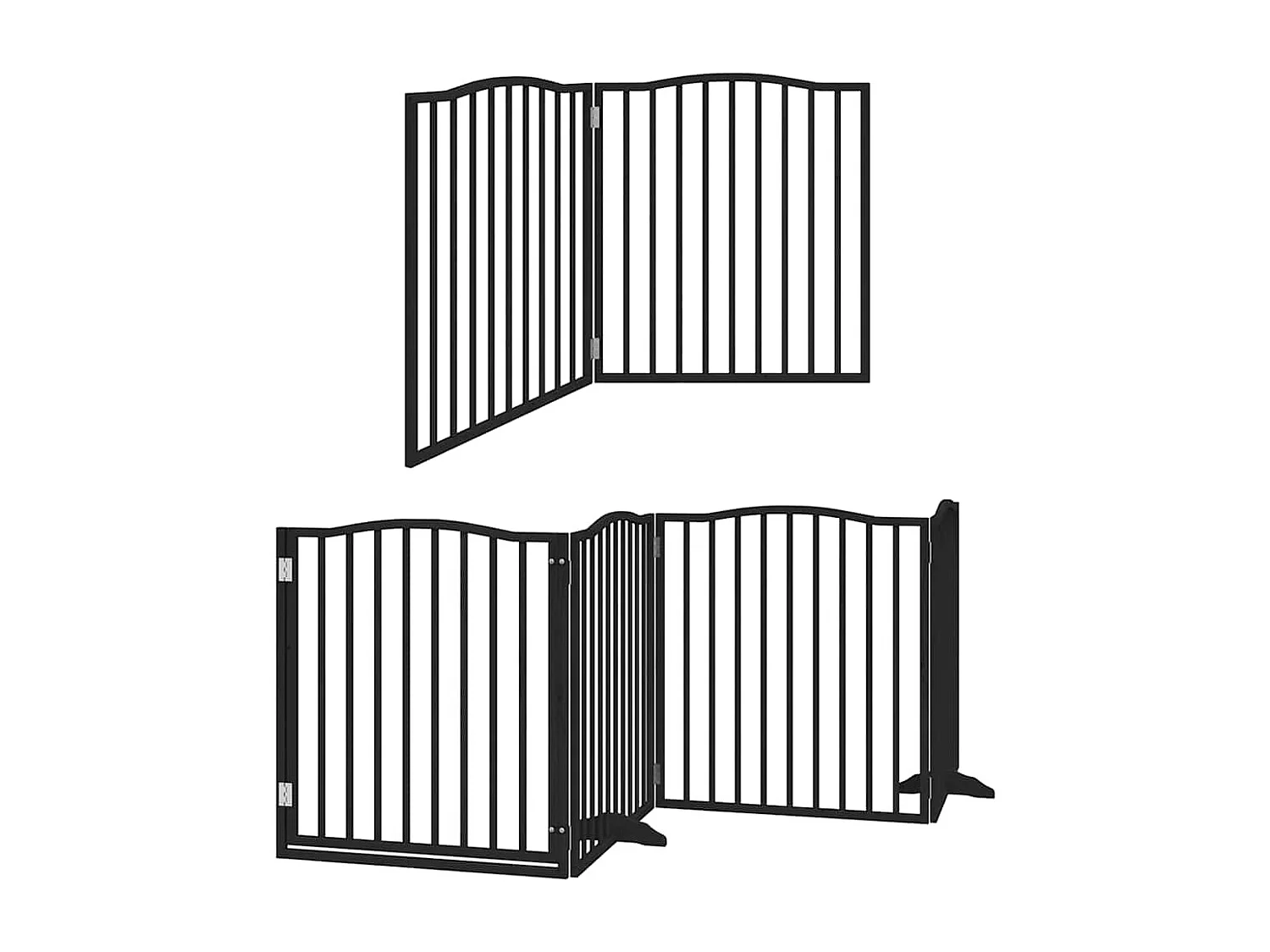 Barrière pour chien porte pliable 12 panneaux noir bois peuplier