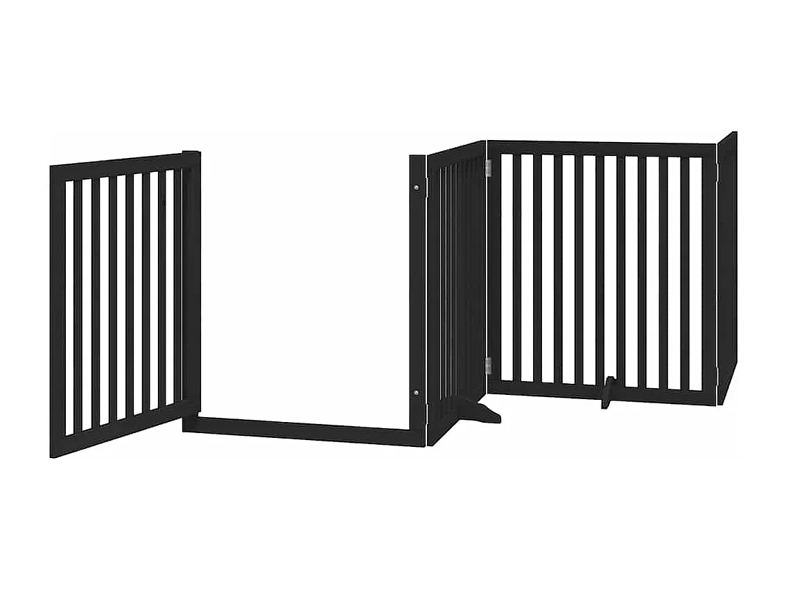 Barrière pour chien porte pliable 10 panneaux noir bois peuplier