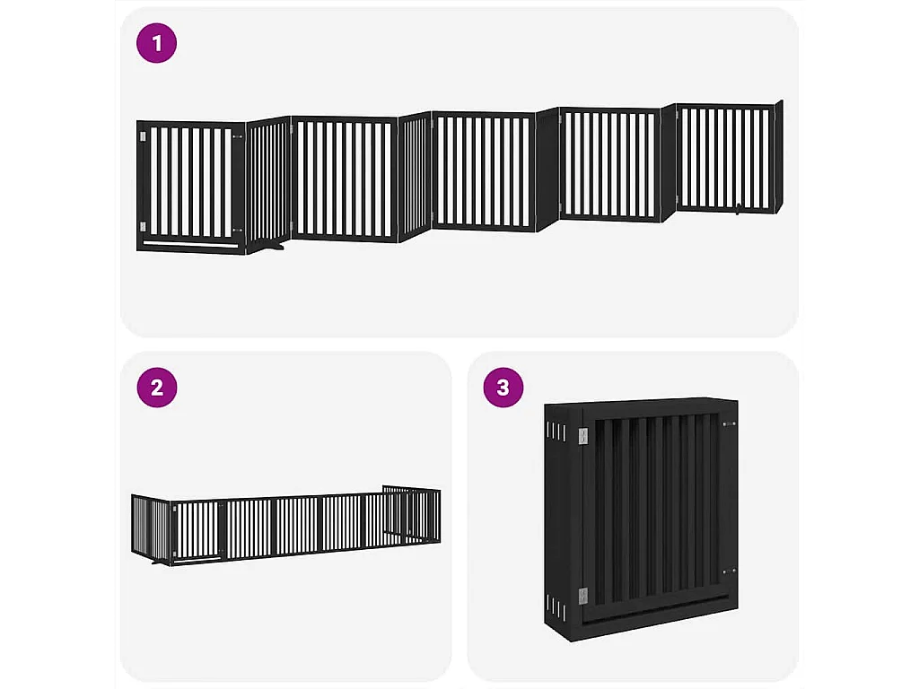 Barrière pour chien porte pliable 10 panneaux noir bois peuplier