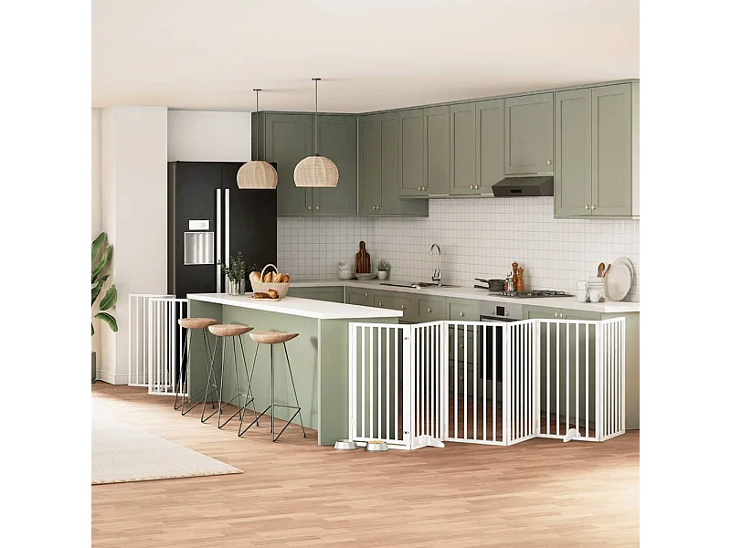 Barrière pour chien porte pliable 12 panneaux bois de peuplier