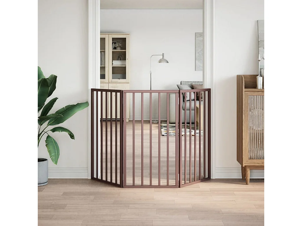 Barrière pour chien pliable 3 panneaux 150 cm bois de peuplier