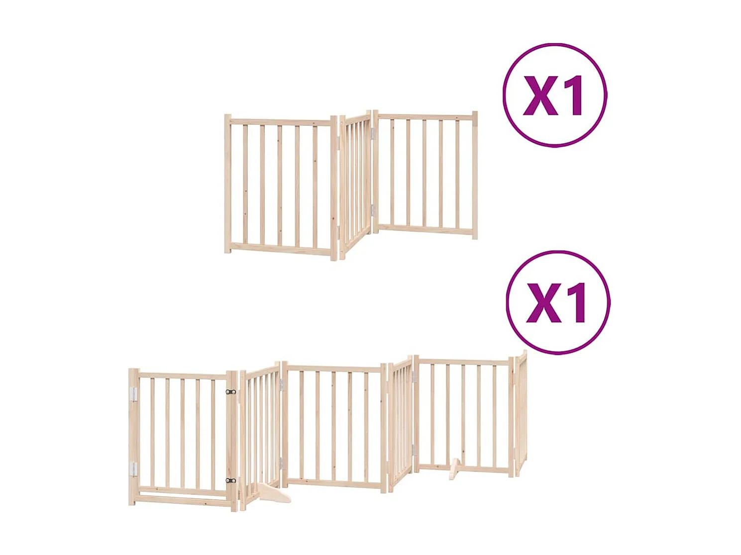 Barrière pour chiens avec porte pliable 9 panneaux bois peuplier